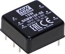 Источник питания DC-DC, 10Вт, вход 48В (18…75В), потребление без/под нагр. 70мА/255мА, выход 3.3В/3А, ёмкостная нагр. макс. 820мкф, изоляция 3000В DC, в корпусе 25.4х25.4х10.2мм, -40С…+85С | код SKMW15G-03 | MeanWell