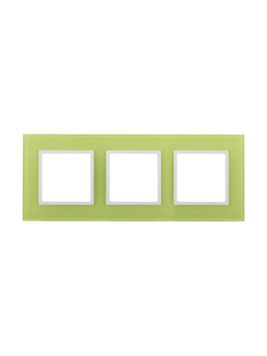 CITY Рамка 3 поста (платформа/накладка) белая/фисташковая бархат | код С513-021-001 | GUSI ELECTRIC