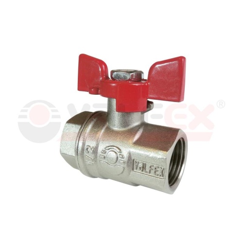 Кран шаровой латунный PREMIUM для ВОДЫ 1/2дюйм ВР/ВР. бабочка НИКЕЛИР-Й 11Б27фт1М (80/20) | код VF.217.NB1.012.PREMIUM | VALFEX
