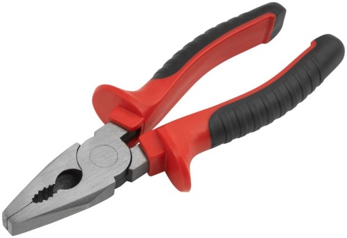 Плоскогубцы комбинированные "Оптима" 180мм двухцветные обрезиненные ручки полированная сталь КУРС 47554