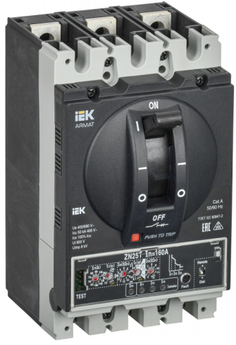 ARMAT Авт. выкл. лит. корпус 3P D 50кА 160А эл. пр. IEK | код AR-MCCB-3D-050-0160A-ELPC | IEK