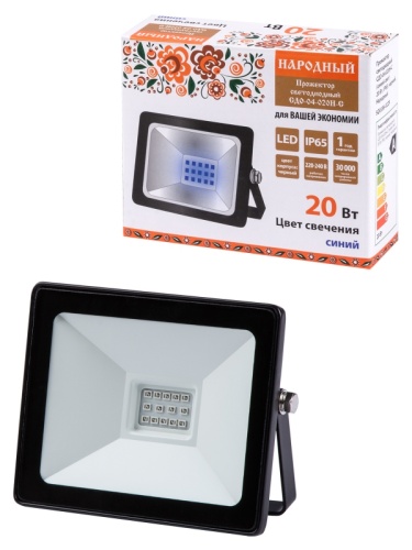 Прожектор светодиодный СДО-04-020Н-С (синий свет) 20 Вт, IP65, черный, Народный | код SQ0336-0229 | TDM НАРОДНЫЙ Прожектор светодиодный СДО-04-020Н-С (синий свет) 20 Вт, IP65, черный, Народный | код SQ0336-0229 | TDM НАРОДНЫЙ