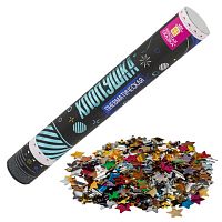 Хлопушка пневматическая ЗОЛОТАЯ СКАЗКА 40 см, фольга, звезды, ассорти | код 591480 | ЗОЛОТАЯ СКАЗКА