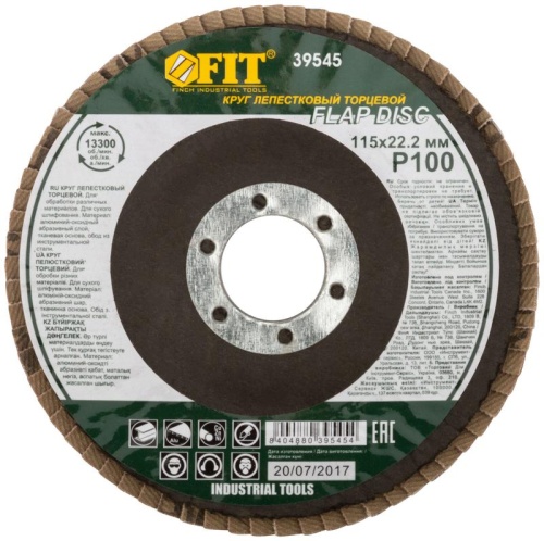 Круг лепестковый торцевой, 115 мм Р 100 | код 39545 | FIT фото 3