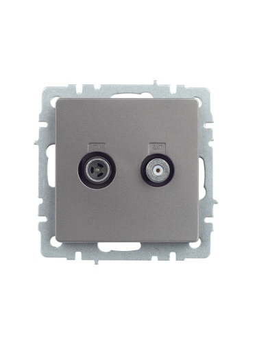 BRITE Розетка двойная TV+SAT РТВ/РСп12-БрС сталь | код BR-AF20-O-K46 | IEK фото 2