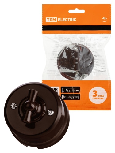 Выключатель поворотный 2-кл. с ручкой (бантик) 10А коричневый «Виви» TDM | код SQ1820-1406 | TDM Выключатель поворотный 2-кл. с ручкой (бантик) 10А коричневый «Виви» TDM | код SQ1820-1406 | TDM
