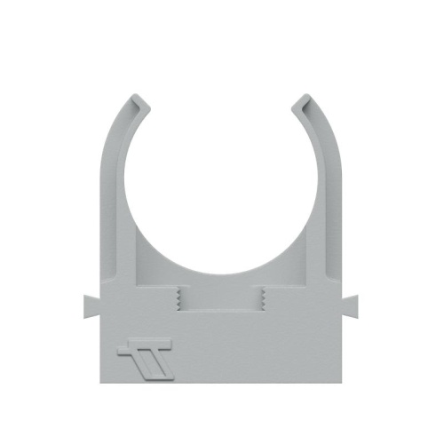 Держатель для труб (клипса) KM-KKPM-25 d25мм для прямого монтажа сер. (уп. 100шт) КМ LO67232 фото 3