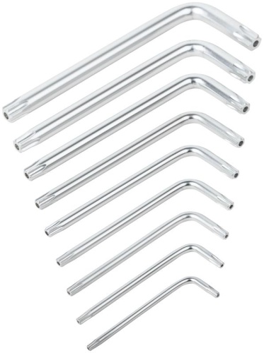 Ключ "звездочки" Т10-Т50 с отверст. в пластик. держателе CrV сталь (уп.9шт) FIT 64023 фото 6