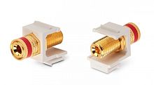 Вставка формата Keystone Jack с коннектором Binding Post (красный) Hex. type gold plated ROHS белая, Hyperline KJ1-BP/RD-HG-WH | код 248123 | Hyperline