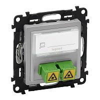 Valena LIFE Розетка оптическая для подключения оптоволоконных кабелей SC/APC с лицевой панелью алюминий | код 753330 | Legrand