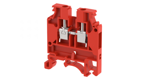 Клемма проходная винтовая 4 мм2, двухуровневая, на 4 подключения, красная KUDD4(R) | код 1103020002 | Elmex
