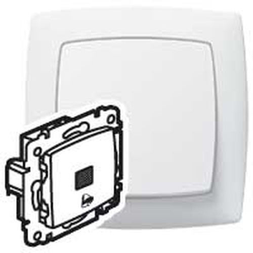 Выключатель без фиксации с подсветкой 10A с символом звонка 12В белый Suno | код 774015 | LEGRAND