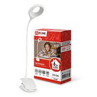 Светильник настольный светодиодный аккумуляторный ССП 22Б 6Вт 480Лм на прищепке, сенсор, 3 уровня яркости, USB-каб. БЕЛЫЙ IN HOME | код 4690612035826 | IN HOME