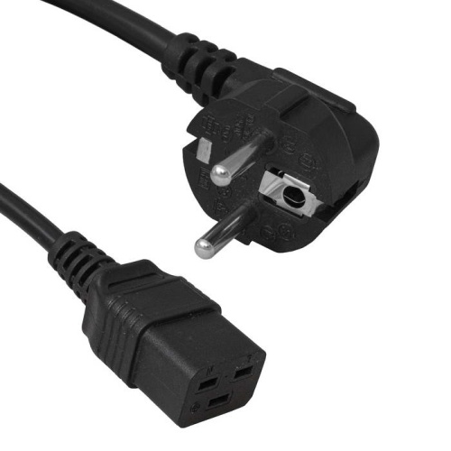 Шнур сетевой 3-х полюсный RUICHI SCZ, гнездо прямое IEC C19 - вилка угловая Schuko, 3 м, 3x1.5 мм2, 16 A | код 112910 | Ruichi