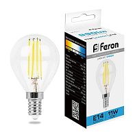 Лампа светодиодная LED 11вт Е14 дневной шар FILAMENT | код 38225 | Feron