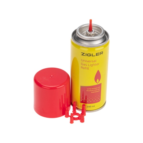 Газ для зажигалок, металлический баллон 140 мл (8 переходников) | код 09-1404 | REXANT