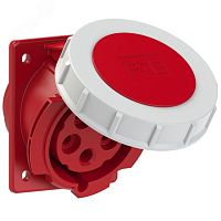 Розетка встраиваемая наклонная 32А/400В/3P+N+E/IP67, PCE, фланец 80х97 | код 4252-6f78 | PCE