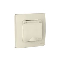 BLANCA С/У IP44 РОЗЕТКА с заземл. со шторк., с крышкой, 16А, 250В, МОЛОЧНЫЙ | код BLNRS441112 | Systeme Electric