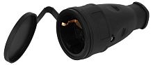 Розетка RX10-B-IP44 16А IP44 прямая с заземл. каучук черн. ЭРА | код Б0055418 | Эра