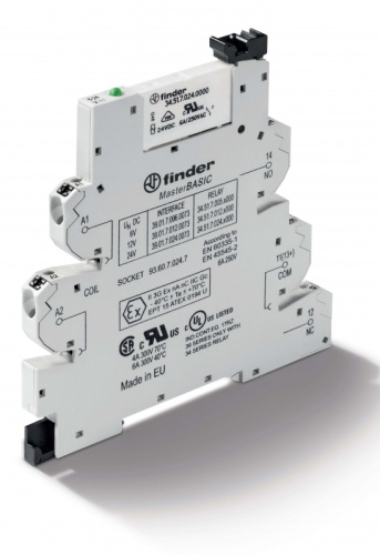 Интерфейсный модуль (сборка 34.51.7.060.0000 + 93.60.8.230.7), электромеханическое реле, серия MasterBASIC, 1CO 6A, контакты AgNi, питание 230В AC, категория защиты IP20, безвинтовые клеммы Push-in, версия ATEX | код 390182300073 | FINDER С