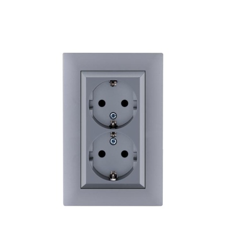 Розетка 2-я Karea RIZZ STAR с заземл. сер. Makel 88065082 Розетка 2-я Karea RIZZ STAR с заземл. сер. Makel 88065082