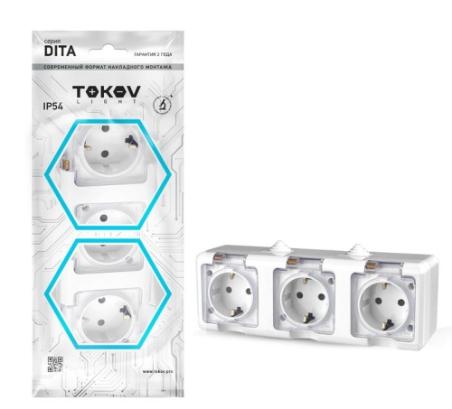 Розетка 3-м ОП Dita 16А IP54 250В с заземл. с прозр. крышкой бел. | код. TKL-DT-R3Z-C01T-IP54 | TOKOV ELECTRIC Розетка 3-м ОП Dita 16А IP54 250В с заземл. с прозр. крышкой бел. | код. TKL-DT-R3Z-C01T-IP54 | TOKOV ELECTRIC