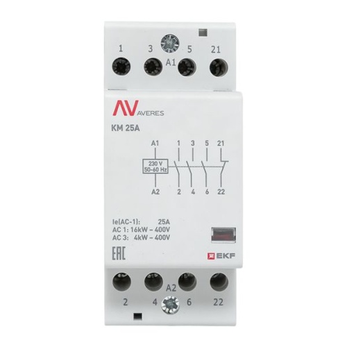 Контактор модульный КМ 25А 3NO+1NC 230VAC (2 мод.) AVERES EKF | код km-av-2-25-31-230V | EKF фото 4
