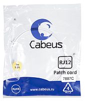 Cabeus PC-TEL-RJ12-2m Патч-корд телефонный 2х6р4с, белый, PVC, 2 м | код 7889c | Cabeus