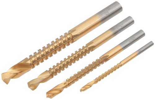 Сверло-фреза универсальное титановое покрытие, набор 4 шт (3, 5, 6, 8 мм) | код 36414 | FIT фото 2 Сверло-фреза универсальное титановое покрытие, набор 4 шт (3, 5, 6, 8 мм) | код 36414 | FIT фото 2