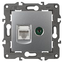 Розетка RJ45+TV, Эра Elegance, алюминий, 14-3110-03 | код Б0034316 | ЭРА