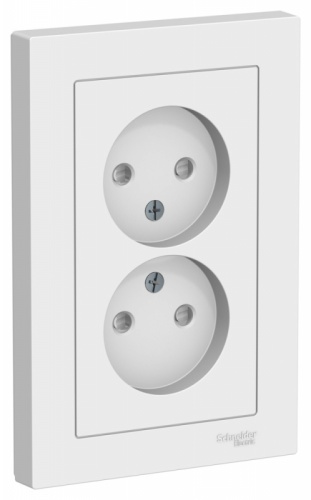 ATLASDESIGN РОЗЕТКА двойная без заземления со шторками,16А, в сборе, ЛОТОС | код ATN001322 | Systeme Electric