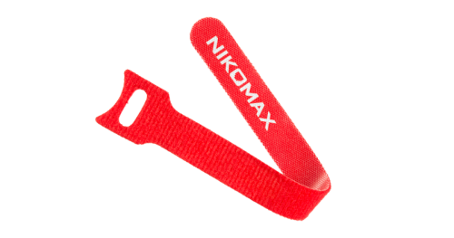 Стяжка-липучка NIKOMAX с мягкой пряжкой, 310х16мм, для пучков до 85мм, красная, уп-ка 10шт. | код NMC-CTV310-16-SB-RD-10 | NIKOMAX