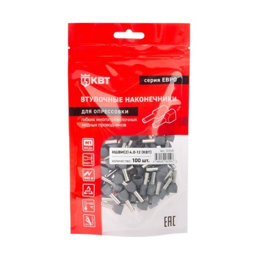Наконечник штыревой втулочный изолированный НШВИ(2) 4.0-12 серия ЕВРО | код 103248 | КВТ фото 4 Наконечник штыревой втулочный изолированный НШВИ(2) 4.0-12 серия ЕВРО | код 103248 | КВТ фото 4