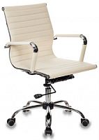 Кресло руководителя Бюрократ CH-883-LOW слоновая кость эко.кожа низк.спин. крестов. металл хром | код 1048433 | БЮРОКРАТ