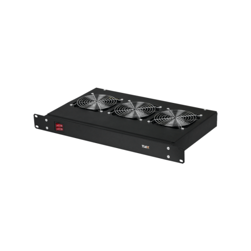 Полка вентиляторная TLK, 19, 1U, 3 вентилятора, Г260мм, без шнура питания, черная | код TLK-VP3-BK | TLK