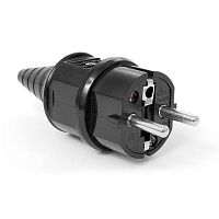 Вилка CEE 7/7 Schuko, 16A, 250V, прямая, разборная, черная | код LAN-CEE-7/7-180 | LANMASTER