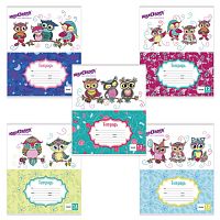 Тетрадь 12 л. ЮНЛАНДИЯ линия, обложка картон, УМНЫЕ СОВЫ | код 104912 | ЮНЛАНДИЯ