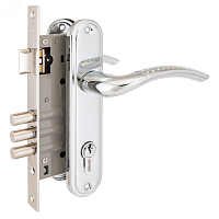 Замок врезной цилиндровый с ручками для деревянных дверей АЛЛЮР 132/3 CP хром | код 5963 | ПТК Компания