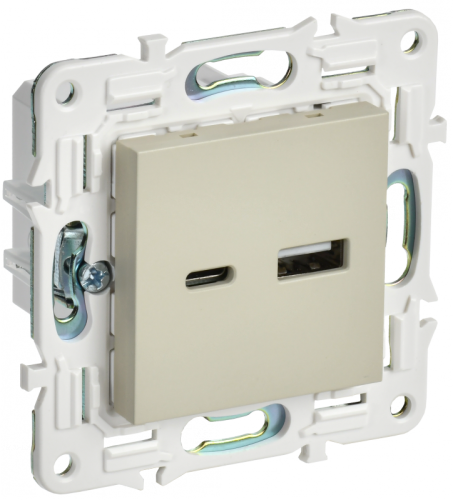 SKANDY Роз. USB A+C 3,1А SK-R14B беж. IEK | код SK-U22-D31-K10 | IEK