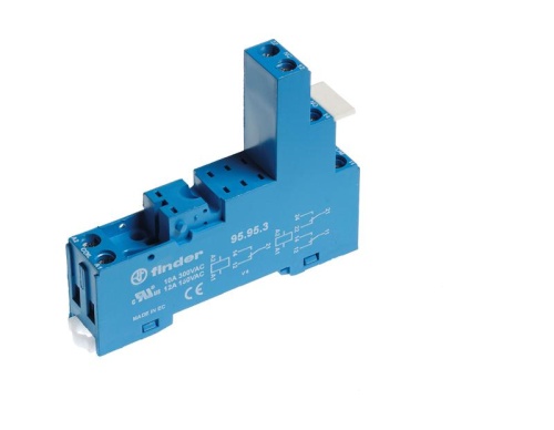 Розетка с винт. клеммами (с зажимной клетью) для реле 40.51 40.52 40.61 44.52 44.62 модули 99.80 в комплекте пластик. клипса 095.91.3 син. | код 95953SPA | FINDER