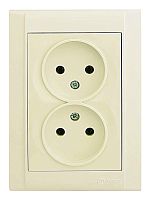Defne Розетка двойная без заземления бежевая | код 42010017 | Makel
