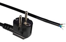 Кабель с вилкой Schuko (open end), длиной 1.8м (3x0.75 кв.мм), цвет черный Hyperline PWC-SHM-OE-1.8-BK | код 229244 | Hyperline