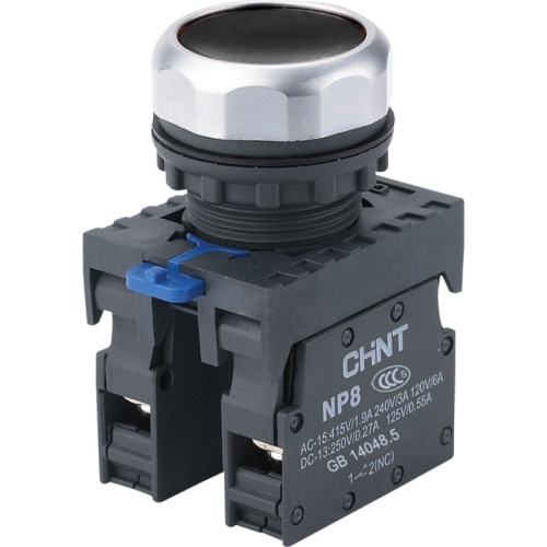 Кнопка упр. NP8-20BN/2 без подсветки, самовозв., черная, 2НО, IP65 (R) | код 667868 | CHINT