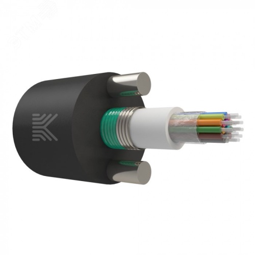 Кабель оптический в канализацию с ЦТ. периферийные силовые элементы стальная проволока. бронированный стальной лентой. G.652.D. 16 волокон. 2.7 кН | код КОС-ОКГ-16хG.652.D-ТС 2.7кН | KOSCAB