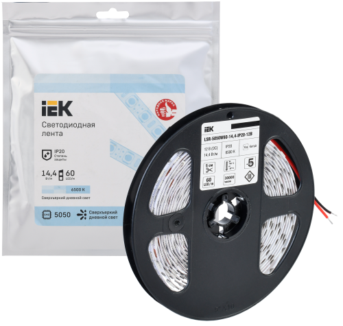 Лента светодиодная 5м LSR-5050W60-14,4-IP20-12В | код LSR2-2-060-20-3-05 | IEK фото 2
