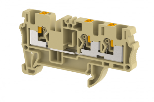 Клемма проходная PUSH-IN 4 мм2, на 3 подключения, хаки PQ4-1x2-KHAKHI | код 3103050006 | Elmex