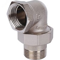 Соединение разъемное угловое 'американка' ВН, уплотнение под гайкой o-ring кольцо, никелированное 1' | код SFT-0057-000001 | STOUT