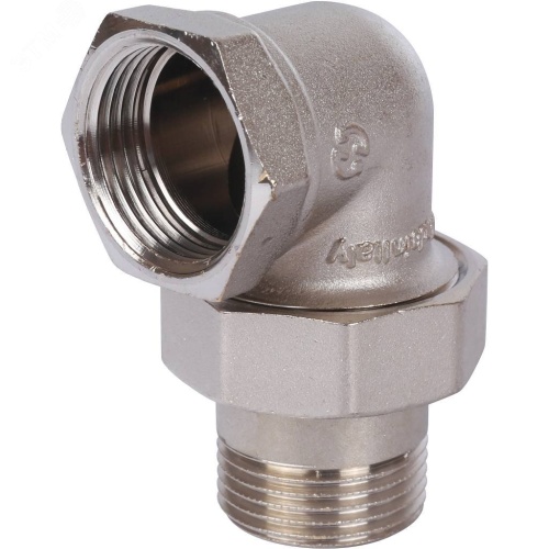 Соединение разъемное угловое 'американка' ВН, уплотнение под гайкой o-ring кольцо, никелированное 1' | код SFT-0057-000001 | STOUT Соединение разъемное угловое 'американка' ВН, уплотнение под гайкой o-ring кольцо, никелированное 1' | код SFT-0057-000001 | STOUT