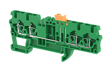 Клемма проходная пружинная 2,5 мм2 с размыкателем на 4 подключения, зеленая SQK2.5-2X2-GREEN | код 2102150003 | Elmex
