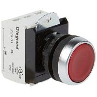 Кнопка с потайным толкателем 22.3 Osmoz в сборе с подсветкой красный 230В AC | код 23758 | Legrand